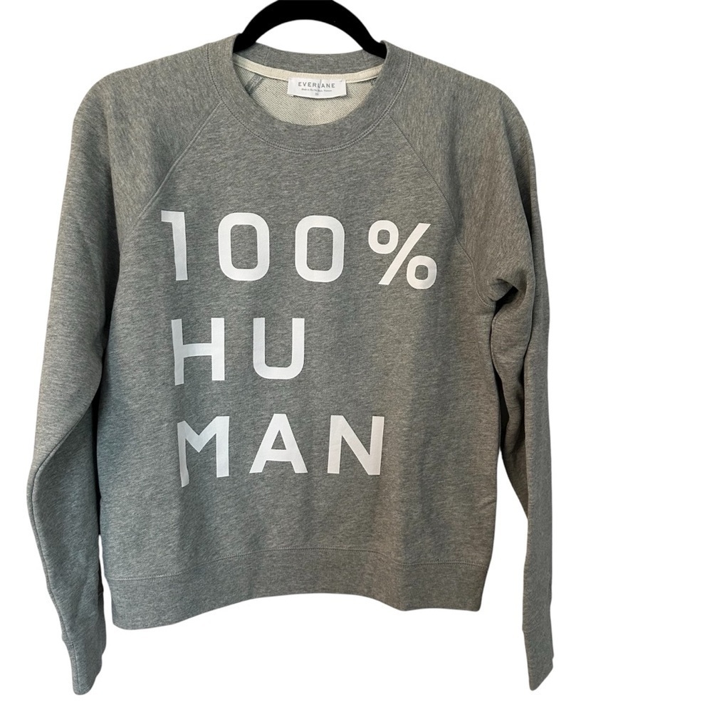 Everlane Grey Long Sleeve Cotton Crewneck 100% Human Sweatshirt Sz XS NWOT